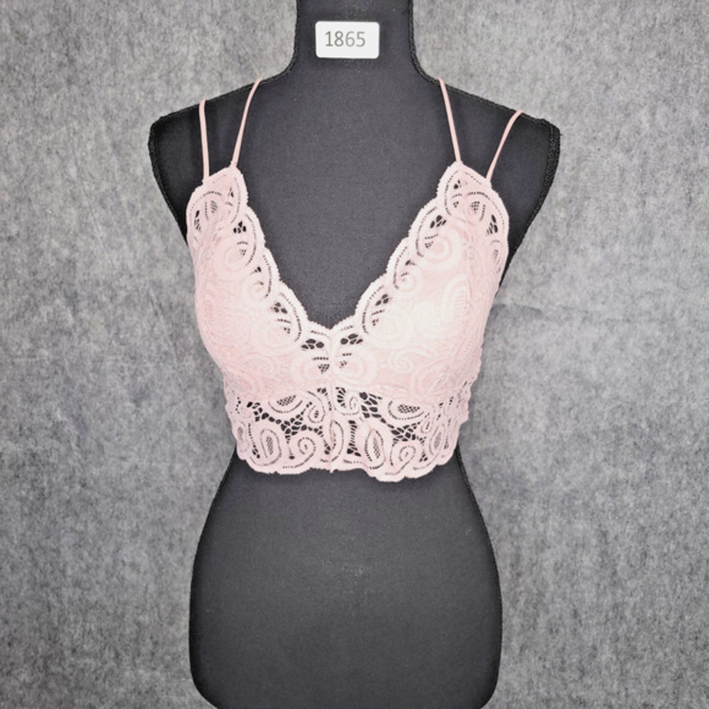 Victoria's Secret Pink Lace Bralette M Padded Longline‎ Coquette Festival Boho